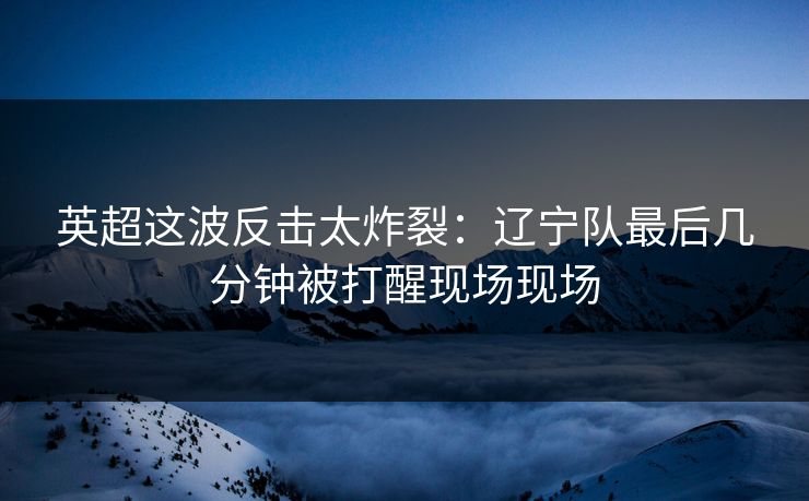 英超这波反击太炸裂：辽宁队最后几分钟被打醒现场现场