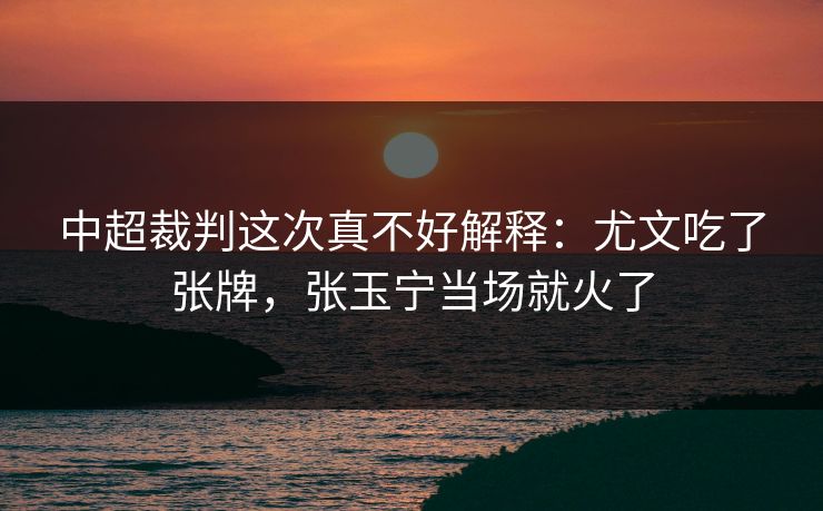 中超裁判这次真不好解释：尤文吃了张牌，张玉宁当场就火了