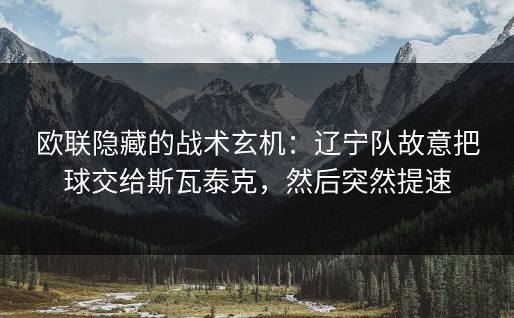 欧联隐藏的战术玄机：辽宁队故意把球交给斯瓦泰克，然后突然提速